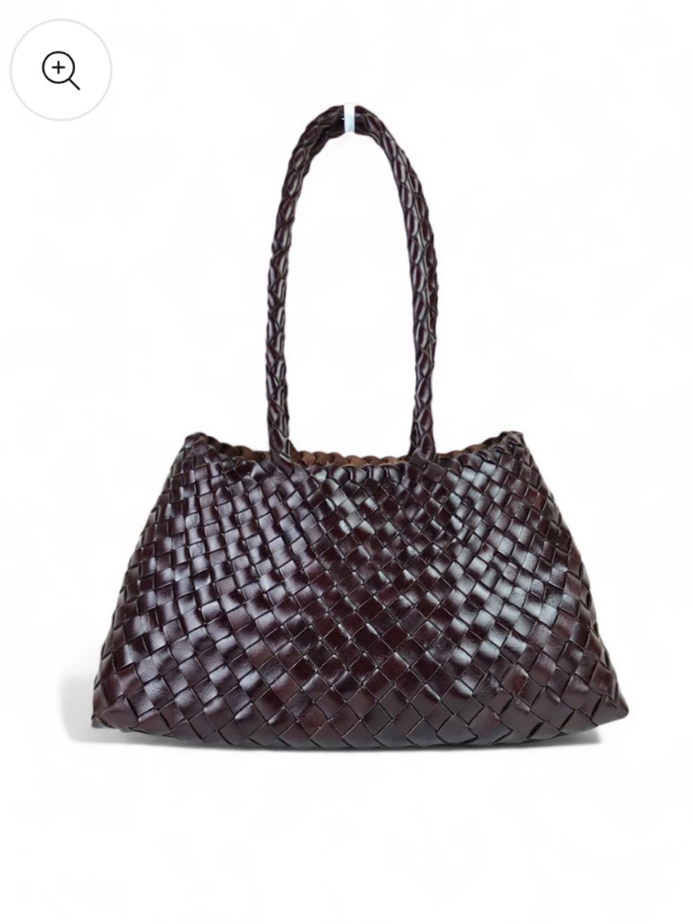 Faye Creations | Woven Leather Shoulder Bag | Dark Brown